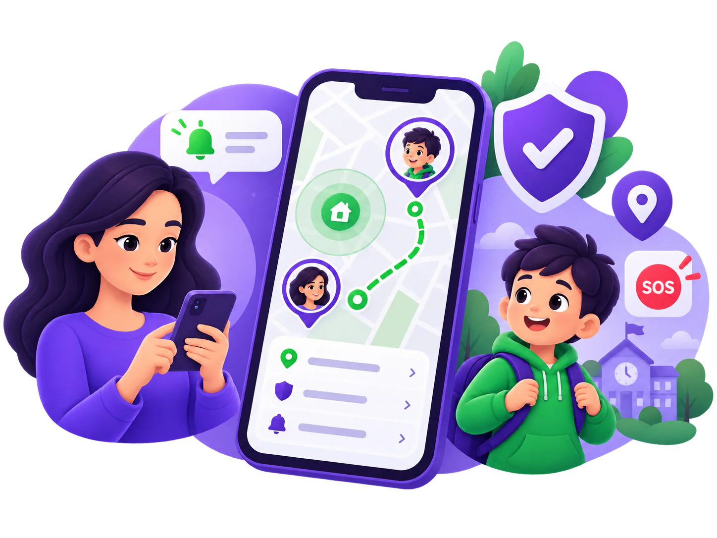 A parent following their child on the DhamaNet map